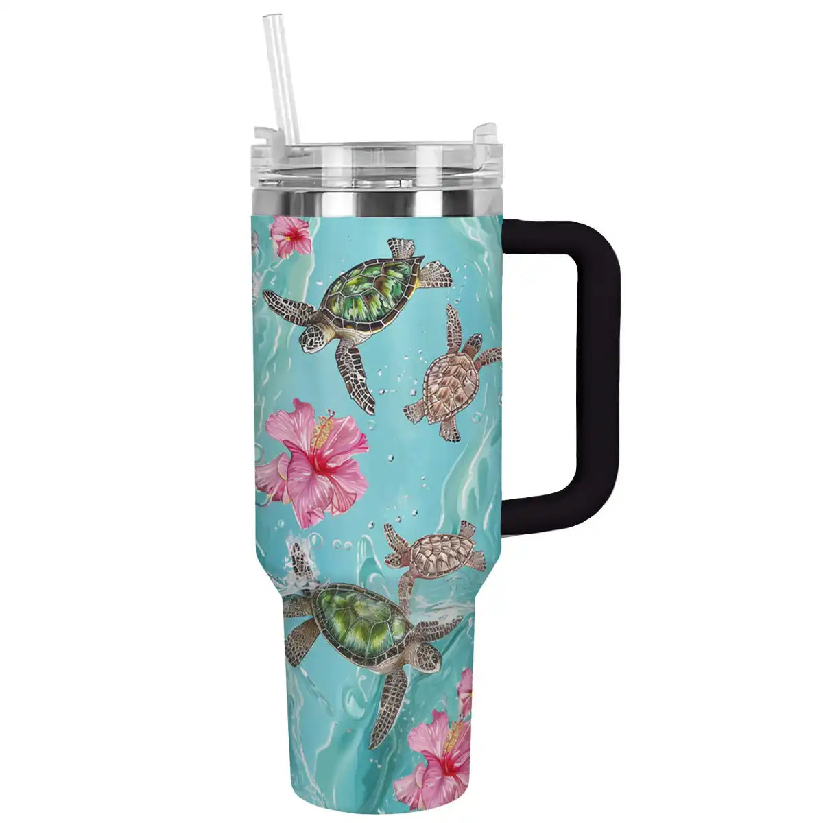 Sea Turtle Custom Stanley Quencher 40oz Stainless Steel Tumbler With Handle