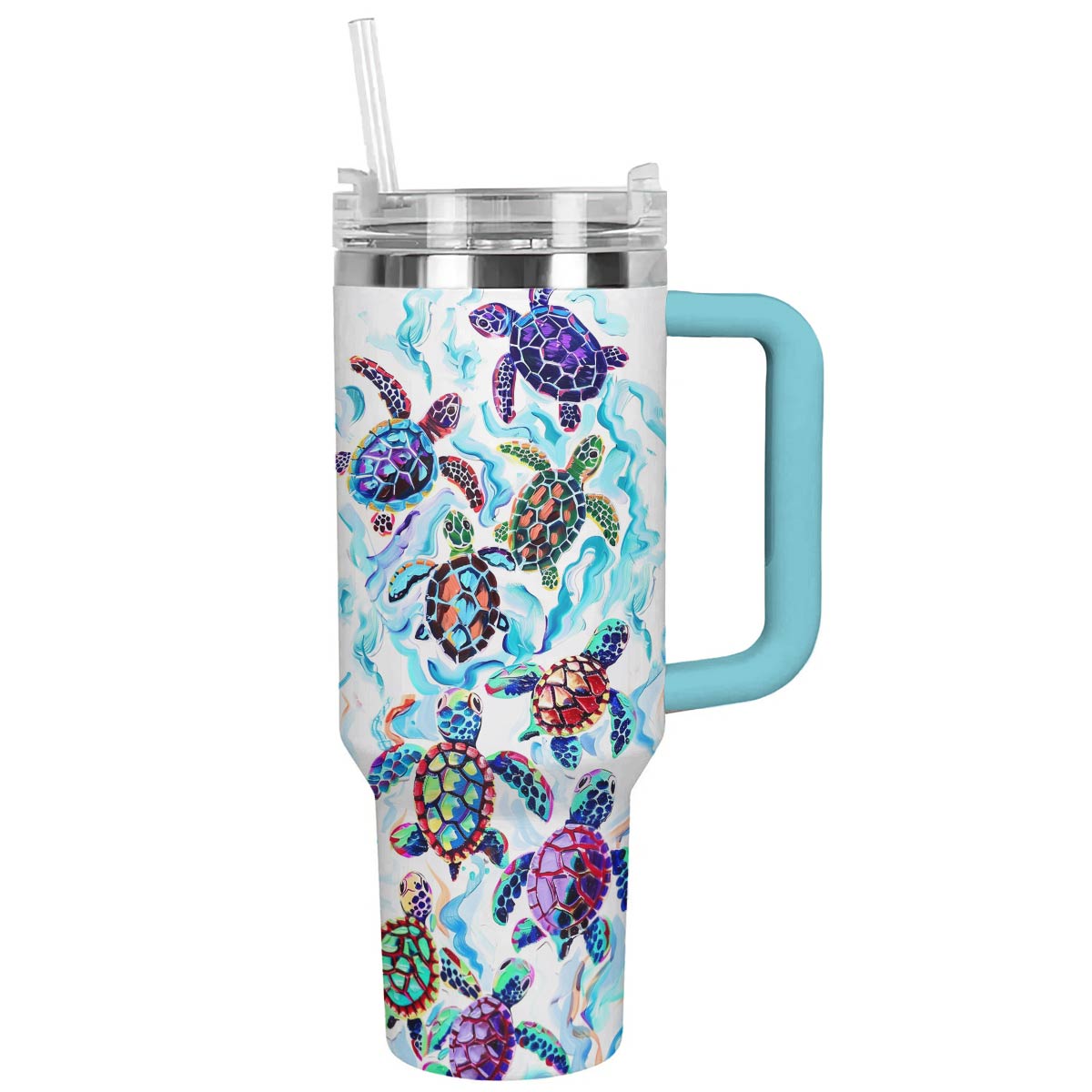 Sea Turtle Custom Stanley Quencher 40oz Stainless Steel Tumbler With Handle