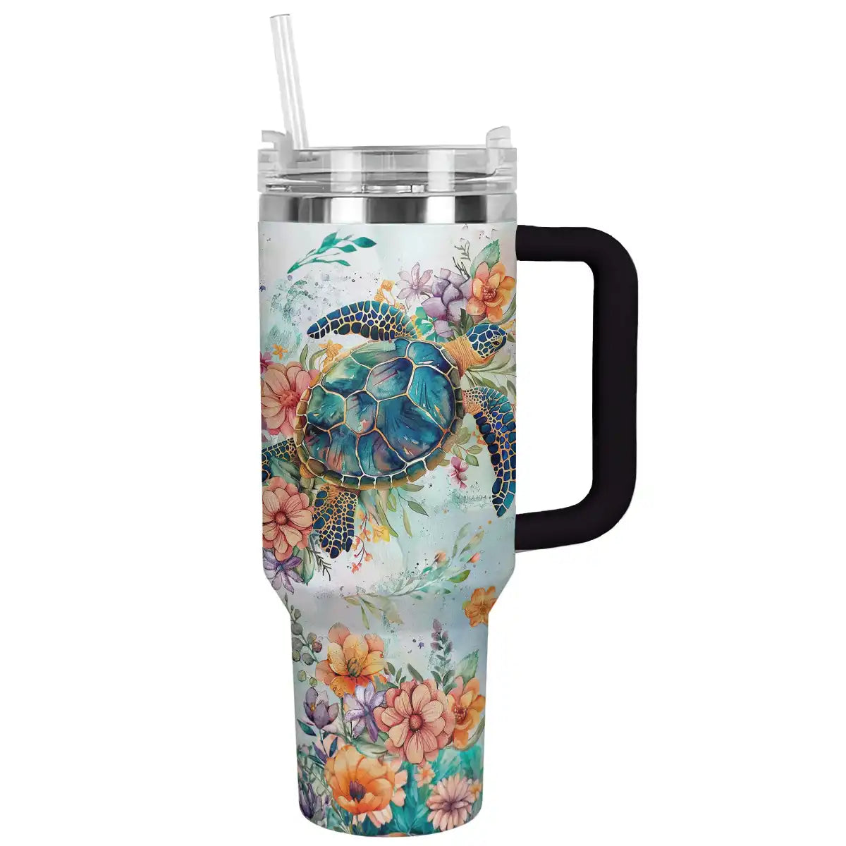 Sea Turtle Custom Stanley Quencher 40oz Stainless Steel Tumbler With Handle