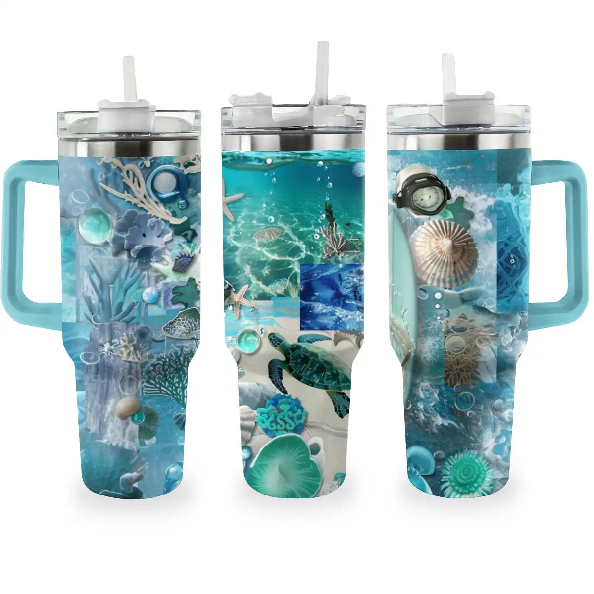 Sea Turtle Custom Stanley Quencher 40oz Stainless Steel Tumbler With Handle