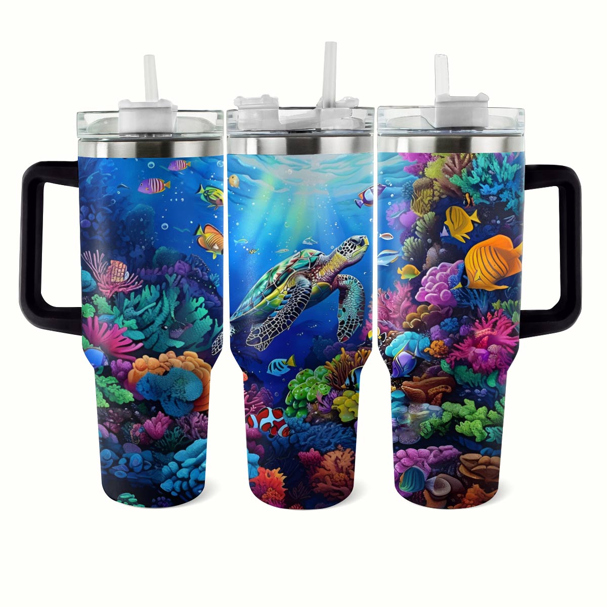 Sea Turtle Custom Stanley Quencher 40oz Stainless Steel Tumbler With Handle