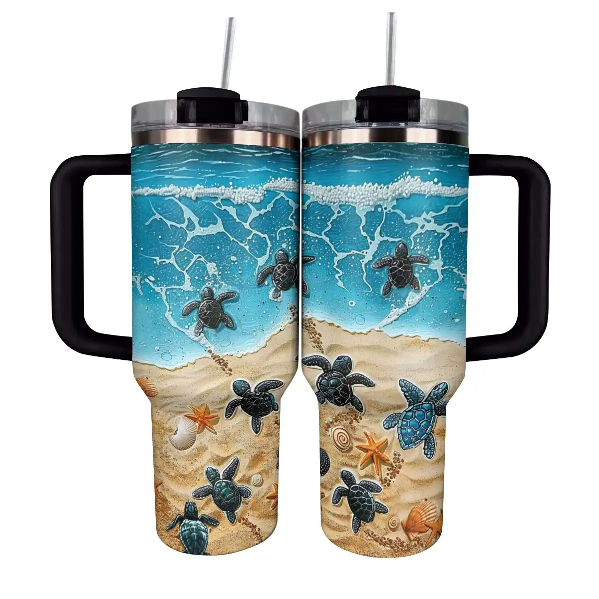 Sea Turtle Custom Stanley Quencher 40oz Stainless Steel Tumbler With Handle