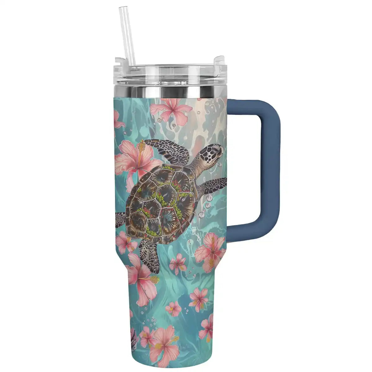 Sea Turtle Custom Stanley Quencher 40oz Stainless Steel Tumbler With Handle