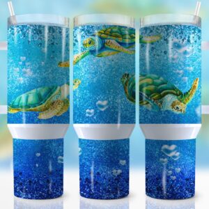 Sea Turtles Custom Stanley Quencher 40oz Stainless Steel Tumbler With Handle