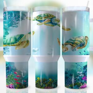 Sea Turtles Custom Stanley Quencher 40oz Stainless Steel Tumbler With Handle