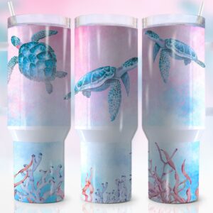 Sea Turtles Custom Stanley Quencher 40oz Stainless Steel Tumbler With Handle