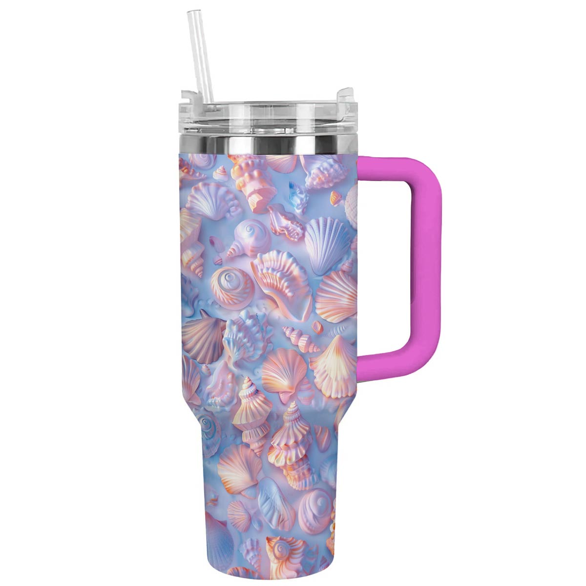 Seashell Custom Stanley Quencher 40oz Stainless Steel Tumbler With Handle