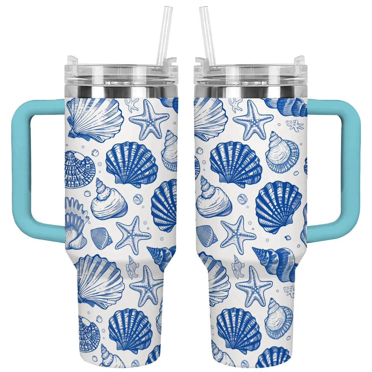 Seaside Shell Custom Stanley Quencher 40oz Stainless Steel Tumbler With Handle