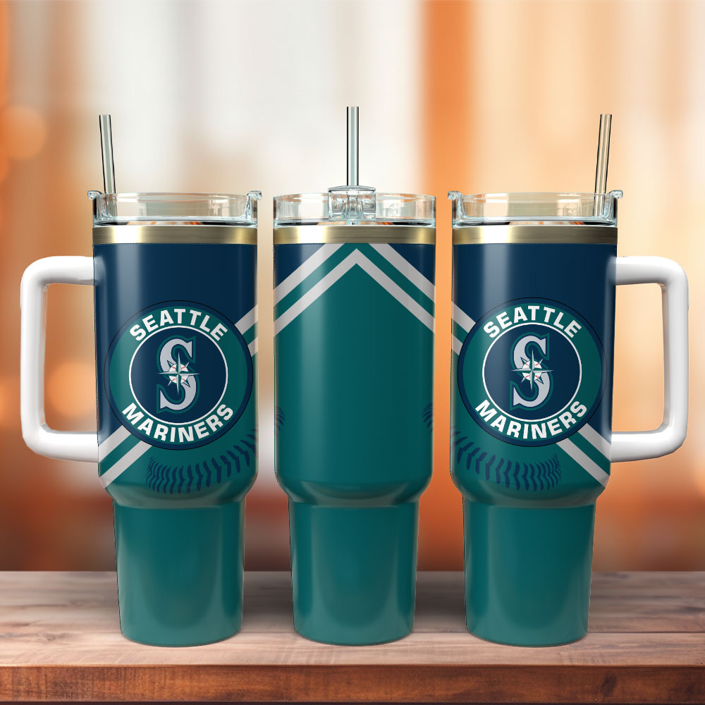 Seattle Mariners Baseball MLB Custom Stanley Quencher 40oz Stainless Steel Tumbler With Handle