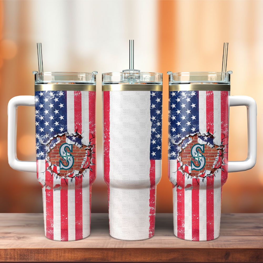 Seattle Mariners Baseball MLB Custom Stanley Quencher 40oz Stainless Steel Tumbler With Handle
