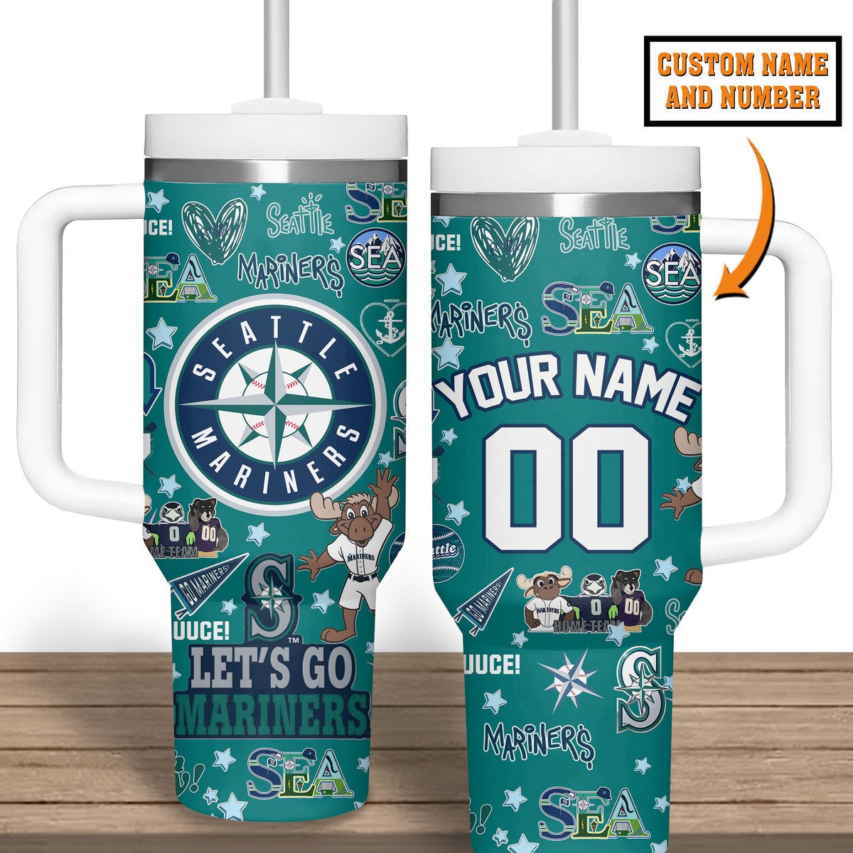 Seattle Mariners MLB Custom Stanley Quencher 40oz Stainless Steel Tumbler With Handle