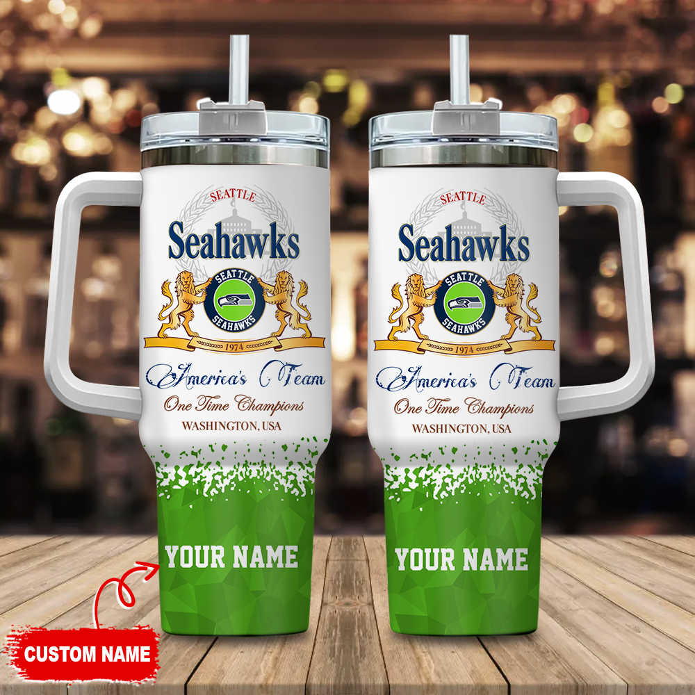 Seattle Seahawks NFL Champions Modelo Custom Stanley Quencher 40oz Stainless Steel Tumbler With Handle