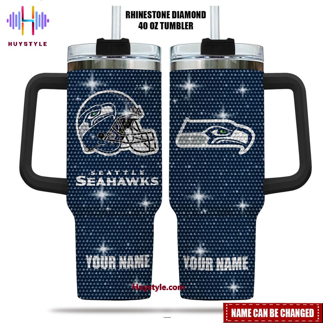 Seattle Seahawks NFL Custom Stanley Quencher 40oz Stainless Steel Tumbler With Handle