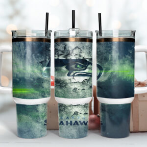 Seattle Seahawks NFL Custom Stanley Quencher 40oz Stainless Steel Tumbler With Handle