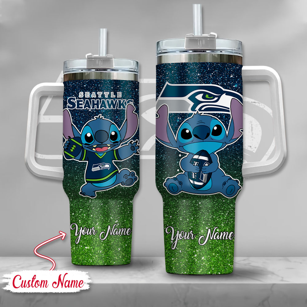 Seattle Seahawks NFL Custom Stanley Quencher 40oz Stainless Steel Tumbler With Handle