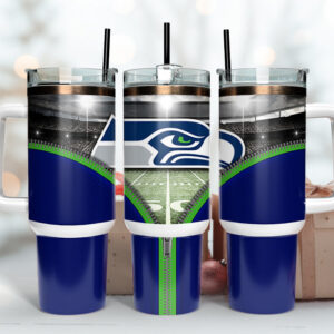 Seattle Seahawks NFL Custom Stanley Quencher 40oz Stainless Steel Tumbler With Handle