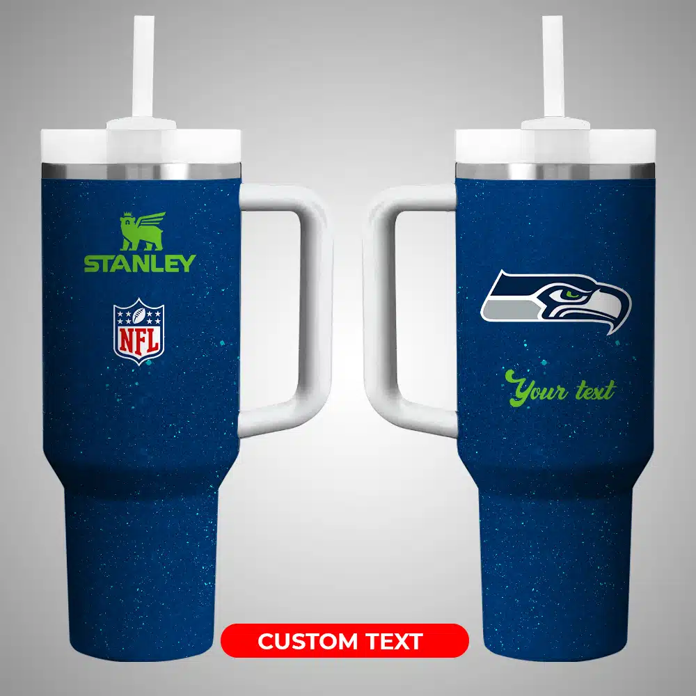 Seattle Seahawks NFL Custom Stanley Quencher 40oz Stainless Steel Tumbler With Handle