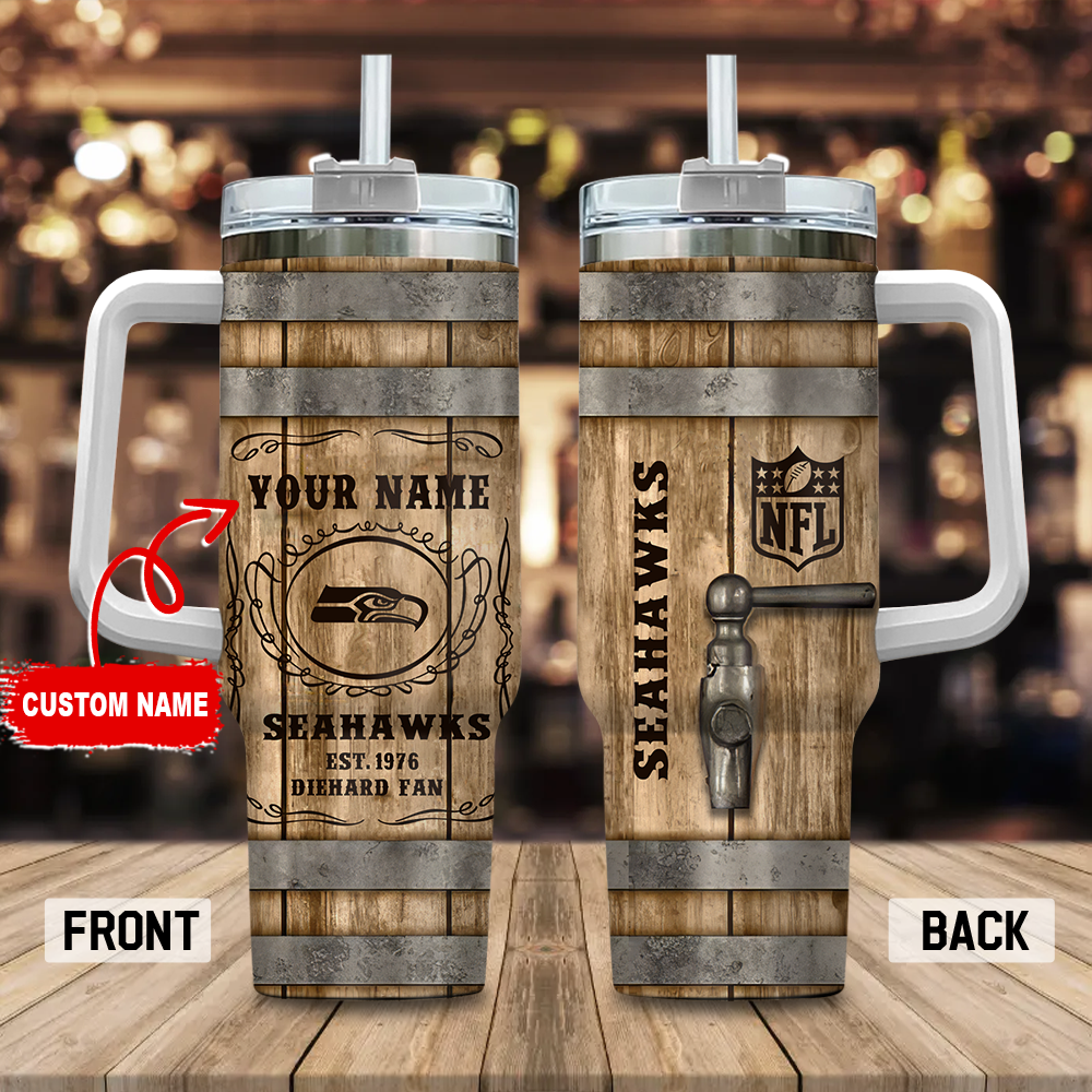 Seattle Seahawks NFL Custom Stanley Quencher 40oz Stainless Steel Tumbler With Handle