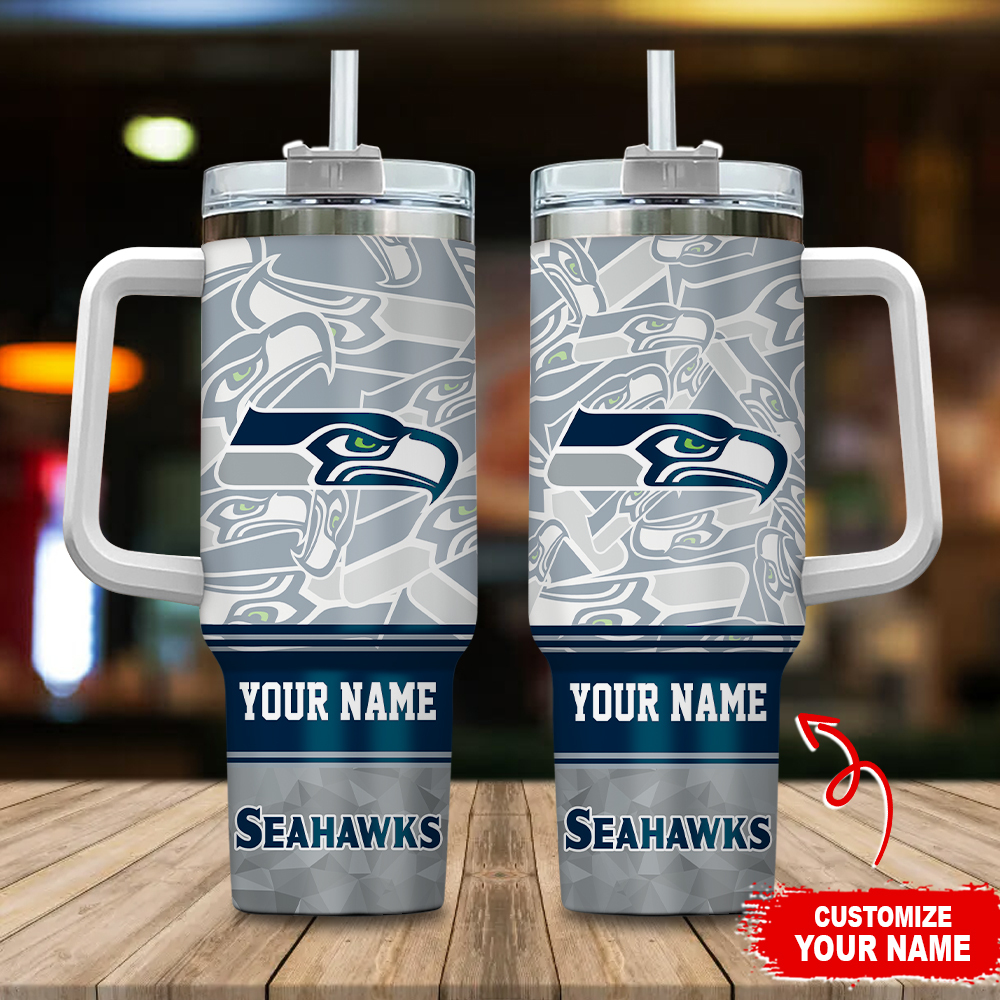 Seattle Seahawks NFL Custom Stanley Quencher 40oz Stainless Steel Tumbler With Handle
