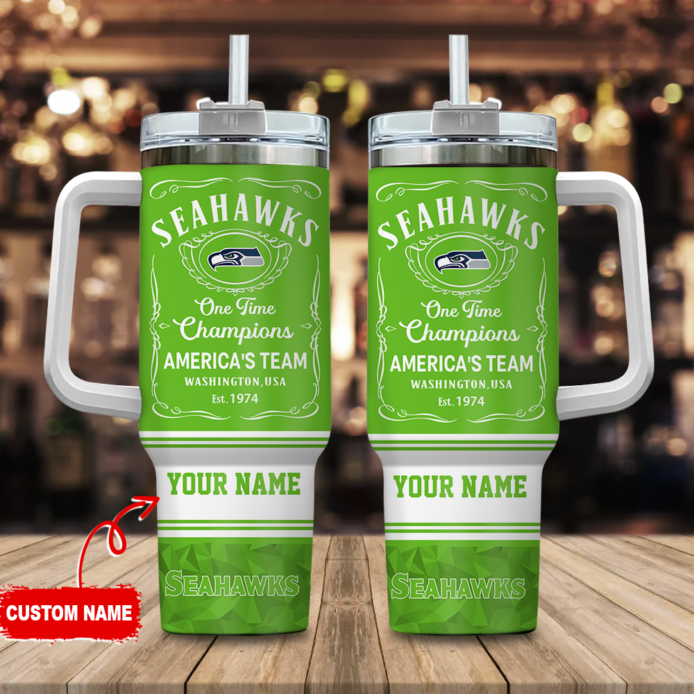 Seattle Seahawks NFL Custom Stanley Quencher 40oz Stainless Steel Tumbler With Handle