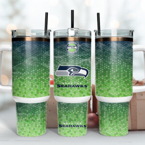 Seattle Seahawks NFL Custom Stanley Quencher 40oz Stainless Steel Tumbler With Handle