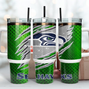 Seattle Seahawks NFL Custom Stanley Quencher 40oz Stainless Steel Tumbler With Handle