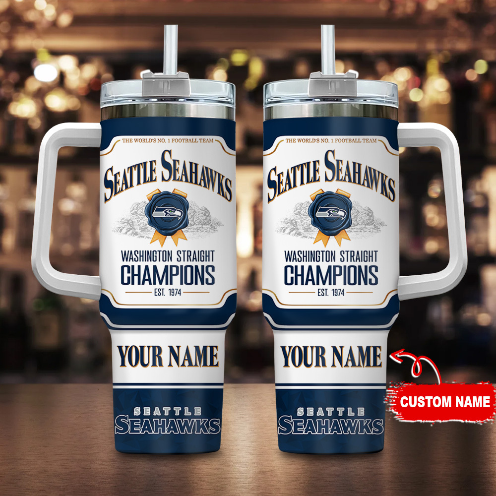 Seattle Seahawks NFL Jim Beam Custom Stanley Quencher 40oz Stainless Steel Tumbler With Handle