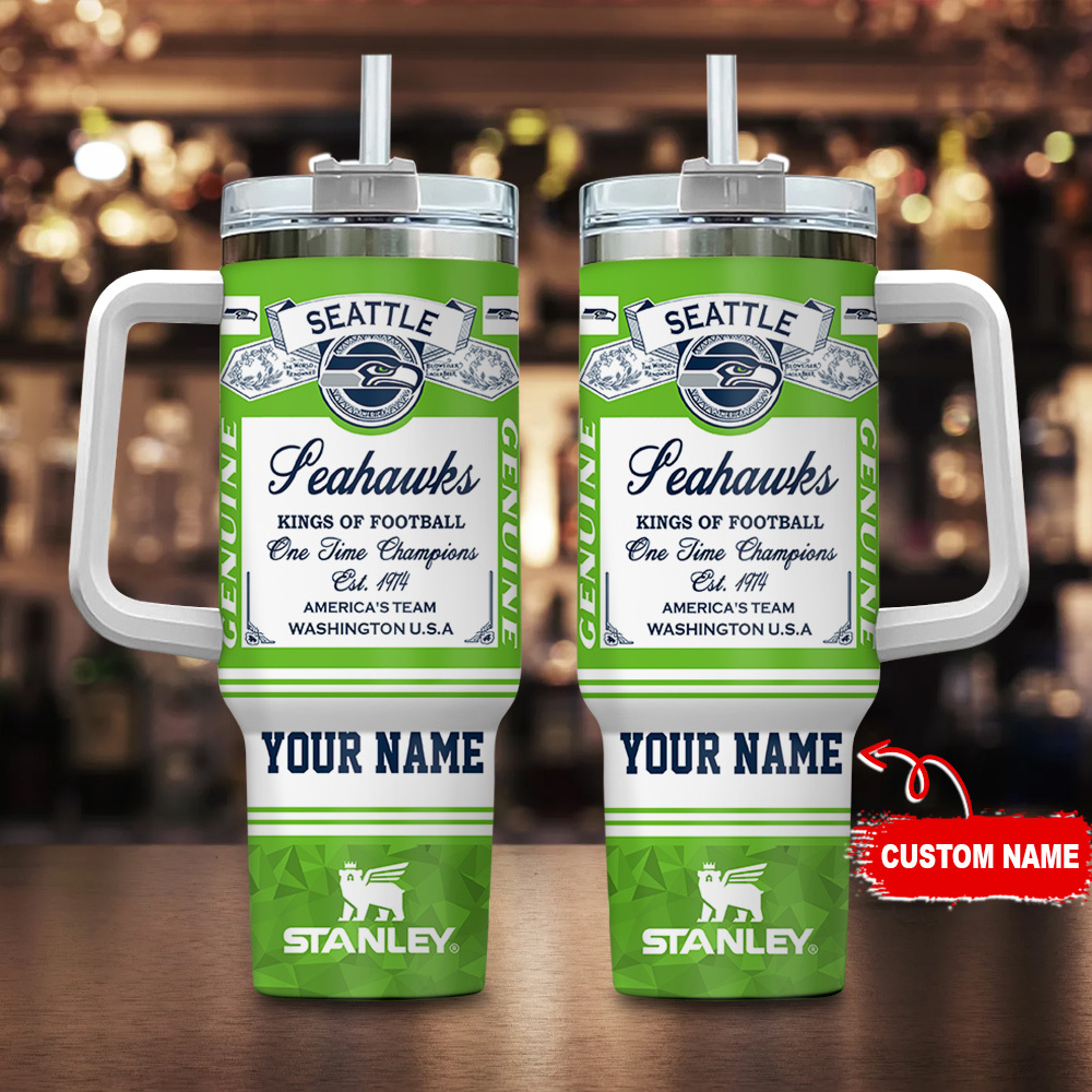 Seattle Seahawks NFL Kings Of Football Custom Stanley Quencher 40oz Stainless Steel Tumbler With Handle