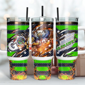Seattle Seahawks NFL Mascot Custom Stanley Quencher 40oz Stainless Steel Tumbler With Handle