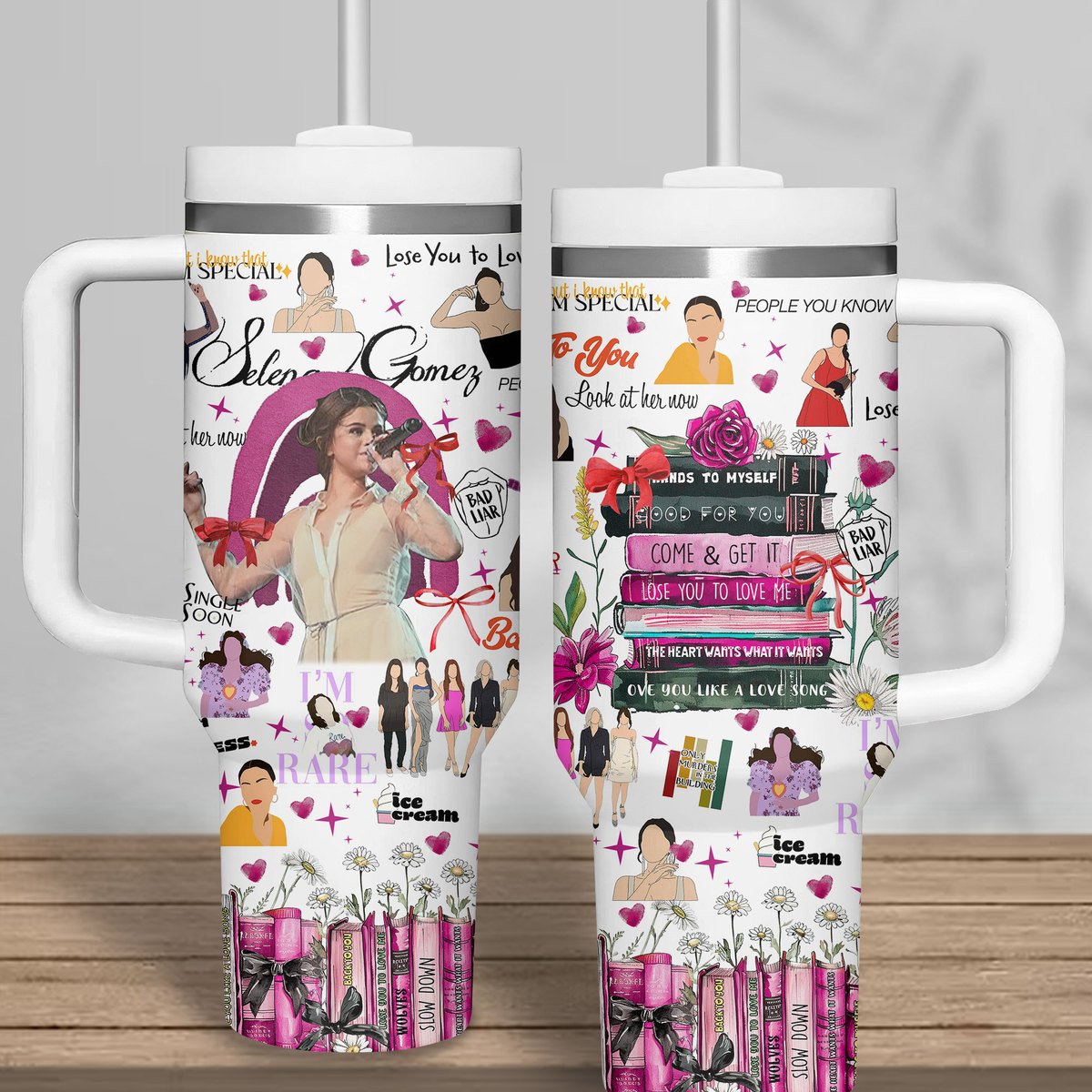 Selena Gomez Music Custom Stanley Quencher 40oz Stainless Steel Tumbler With Handle