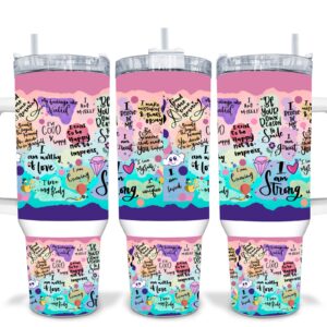 Self Affirmations Mental Health Awareness Custom Stanley Quencher 40oz Stainless Steel Tumbler With Handle