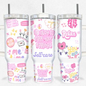 Self Love Affirmations Custom Stanley Quencher 40oz Stainless Steel Tumbler With Handle