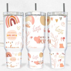Self Love Affirmations Custom Stanley Quencher 40oz Stainless Steel Tumbler With Handle