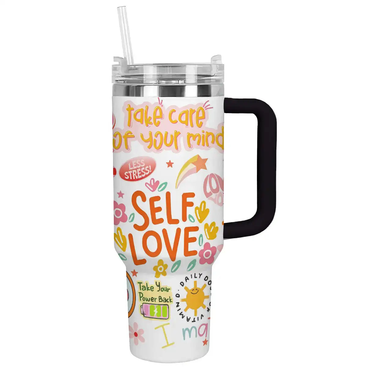 Self Love Custom Stanley Quencher 40oz Stainless Steel Tumbler With Handle