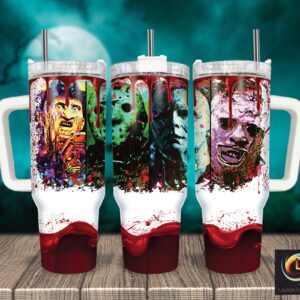 Serial Killers Horror Characters Movies Custom Stanley Quencher 40oz Stainless Steel Tumbler With Handle