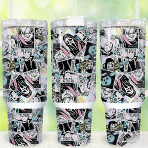 Serial Killers Horror Characters Movies Custom Stanley Quencher 40oz Stainless Steel Tumbler With Handle