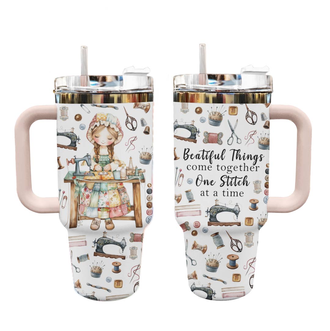 Sewing Delight Custom Stanley Quencher 40oz Stainless Steel Tumbler With Handle