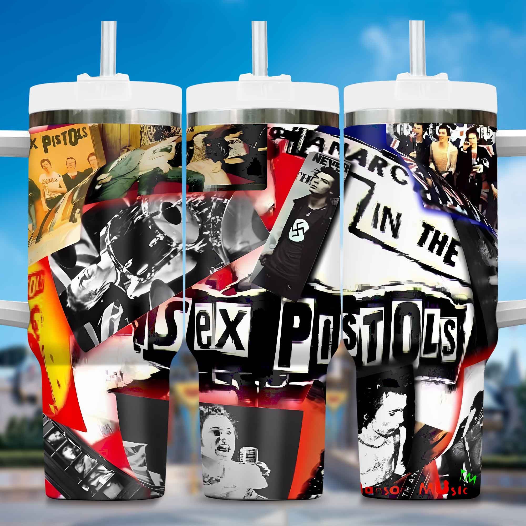 Sex Pistols Music Custom Stanley Quencher 40oz Stainless Steel Tumbler With Handle