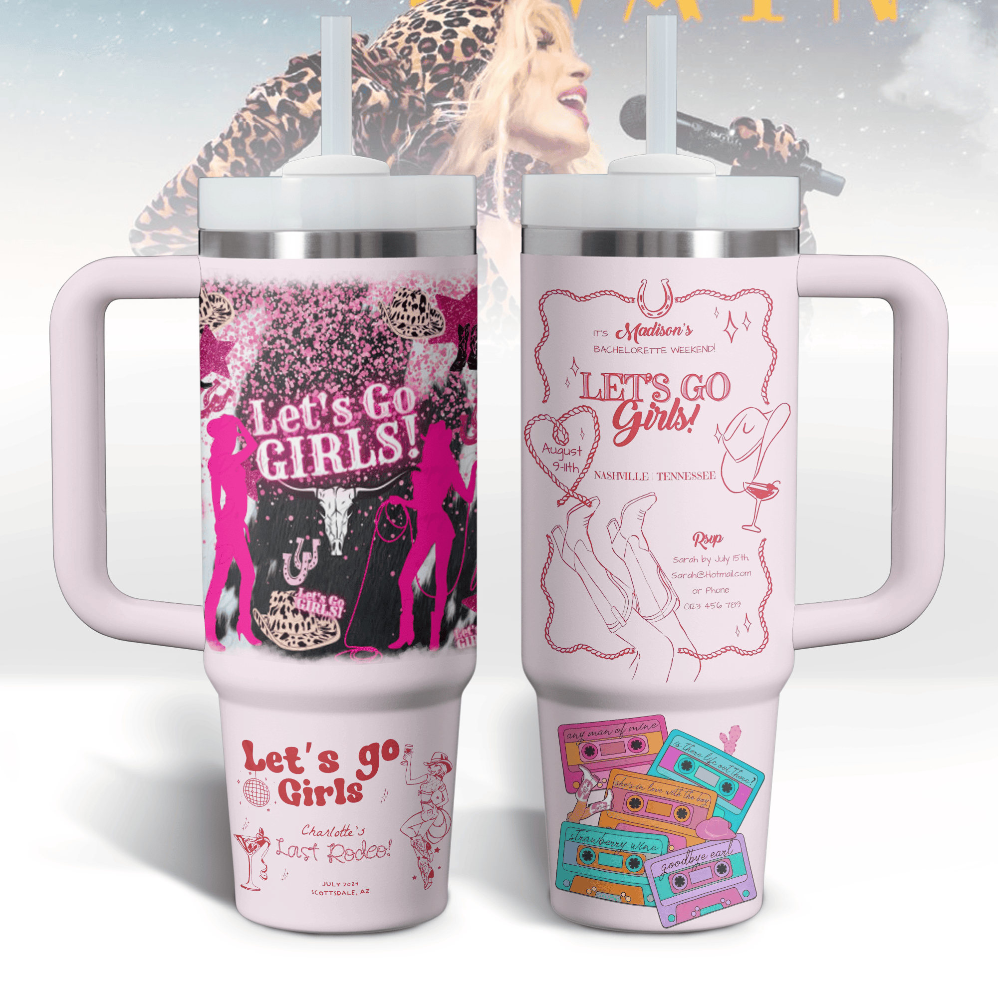 Shania Twain Music Custom Stanley Quencher 40oz Stainless Steel Tumbler With Handle