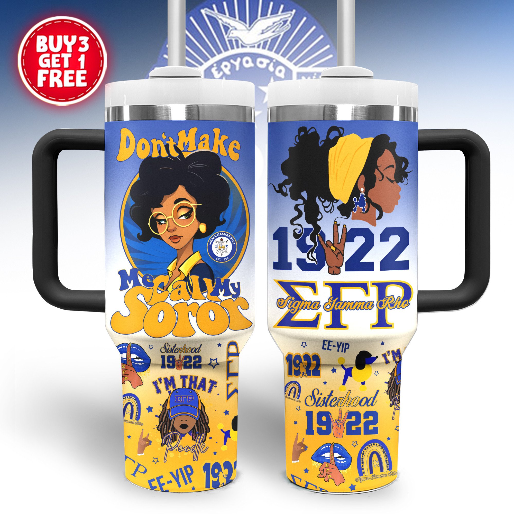 Sigma Gamma Rho Custom Stanley Quencher 40oz Stainless Steel Tumbler With Handle