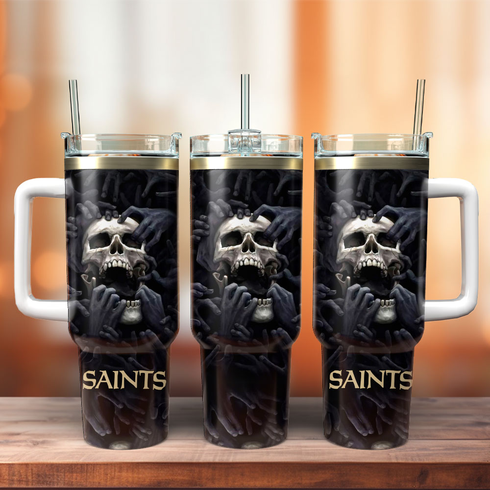 Skull Art Custom Stanley Quencher 40oz Stainless Steel Tumbler With Handle