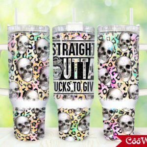 Skull Custom Stanley Quencher 40oz Stainless Steel Tumbler With Handle