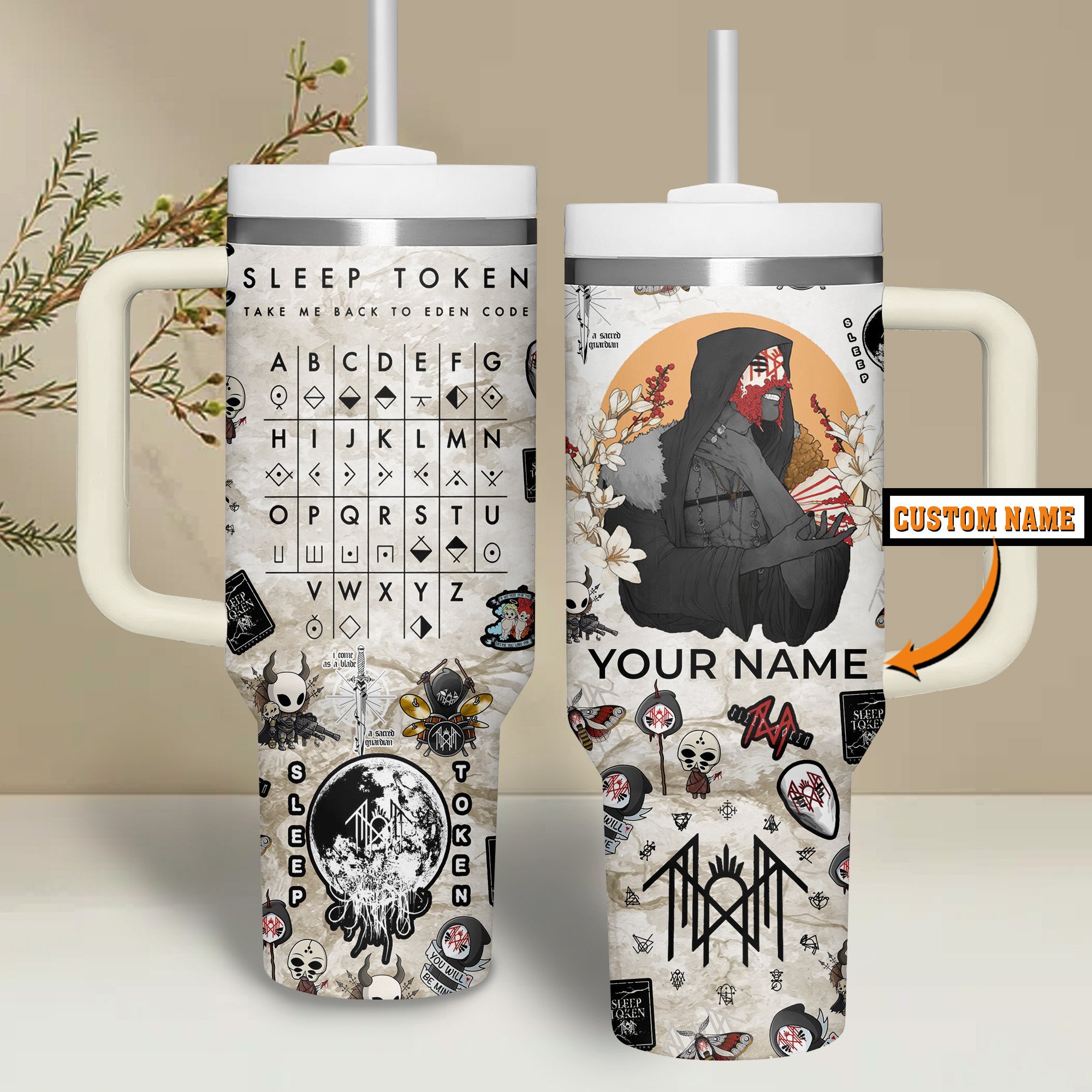 Sleep Token Band Music Custom Stanley Quencher 40oz Stainless Steel Tumbler With Handle