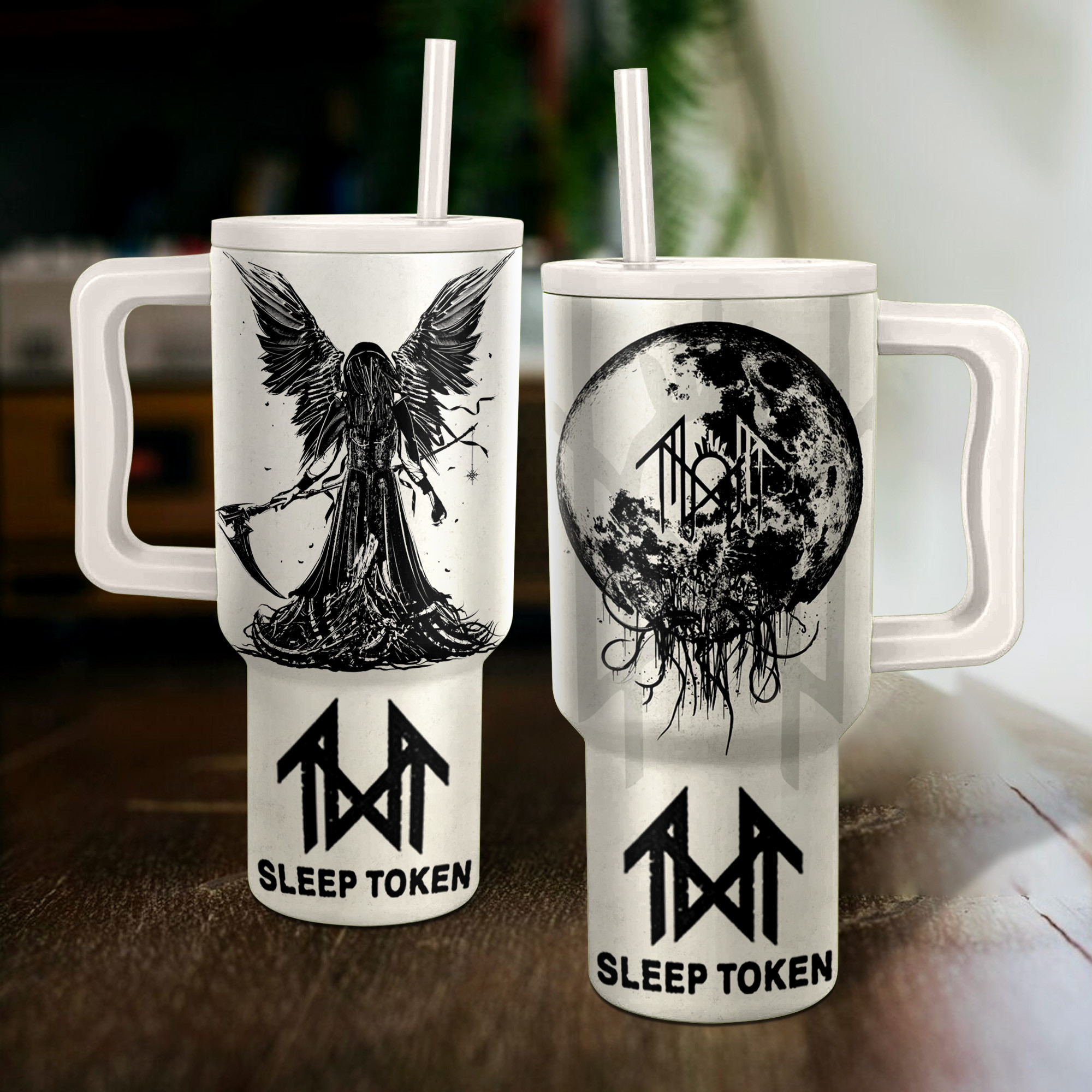 Sleep Token Music Custom Stanley Quencher 40oz Stainless Steel Tumbler With Handle