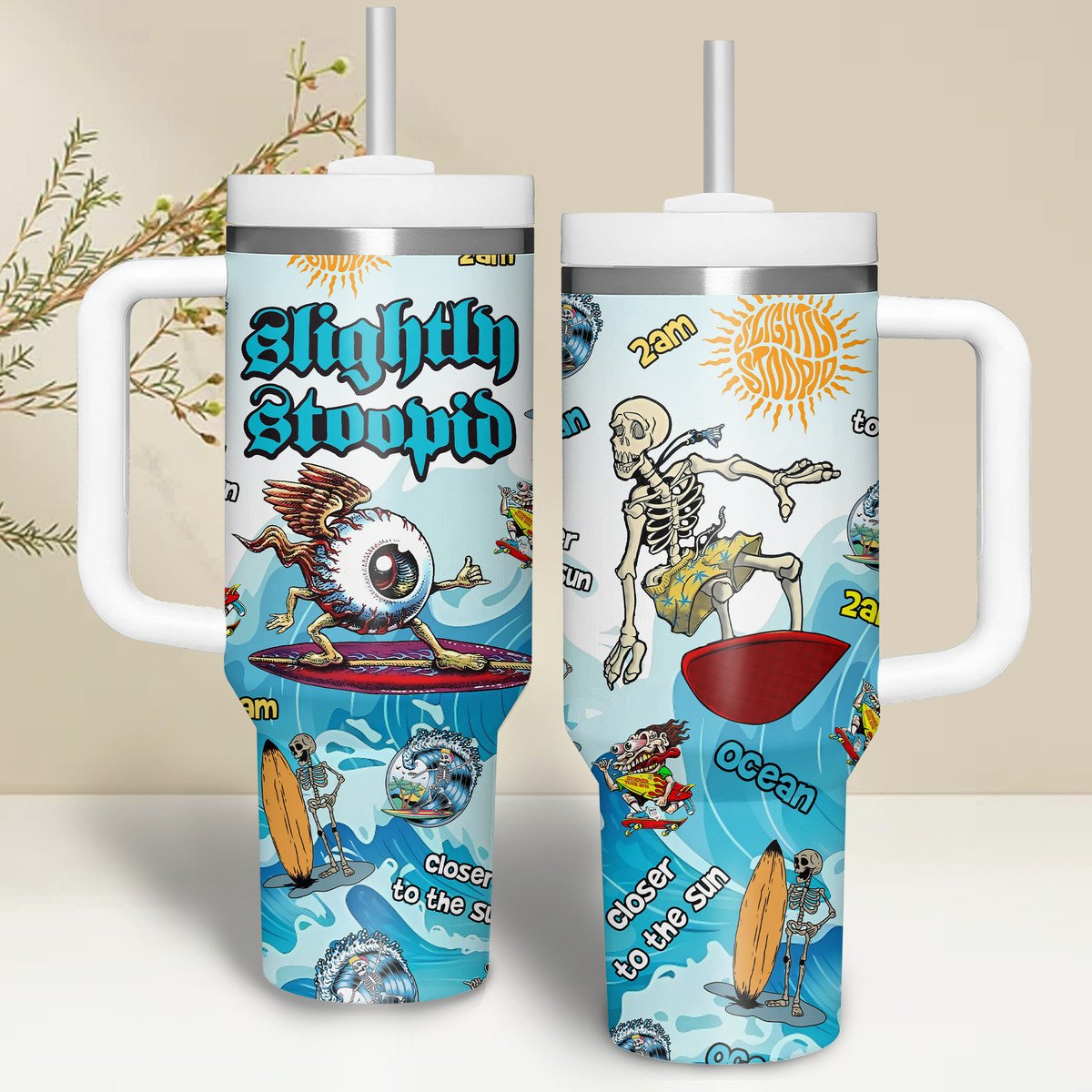 Slightly Stoopid Music Custom Stanley Quencher 40oz Stainless Steel Tumbler With Handle