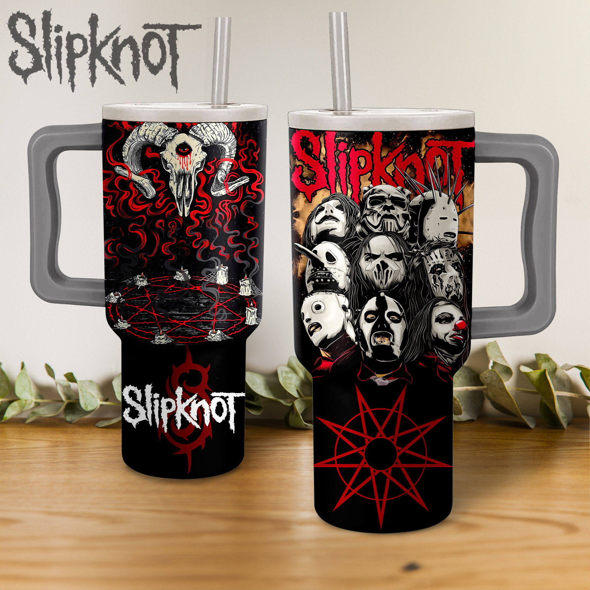 Slipknot Band Music Custom Stanley Quencher 40oz Stainless Steel Tumbler With Handle