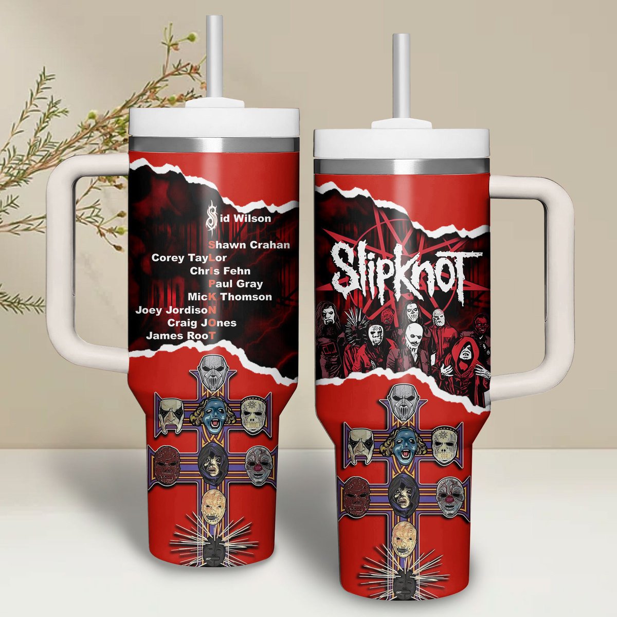 Slipknot Music Custom Stanley Quencher 40oz Stainless Steel Tumbler With Handle