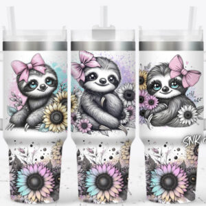 Sloth Flower Custom Stanley Quencher 40oz Stainless Steel Tumbler With Handle