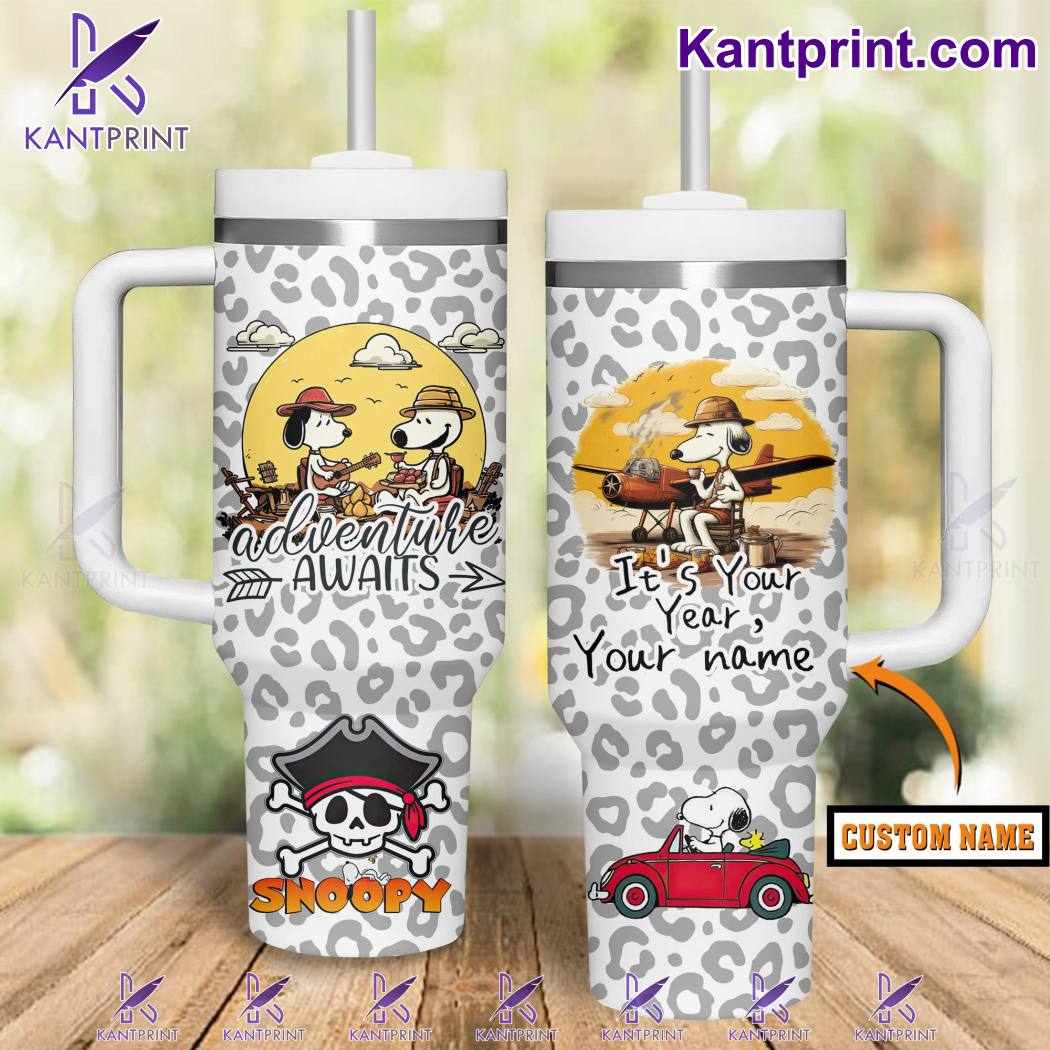 Snoopy Cartoon Custom Stanley Quencher 40oz Stainless Steel Tumbler With Handle