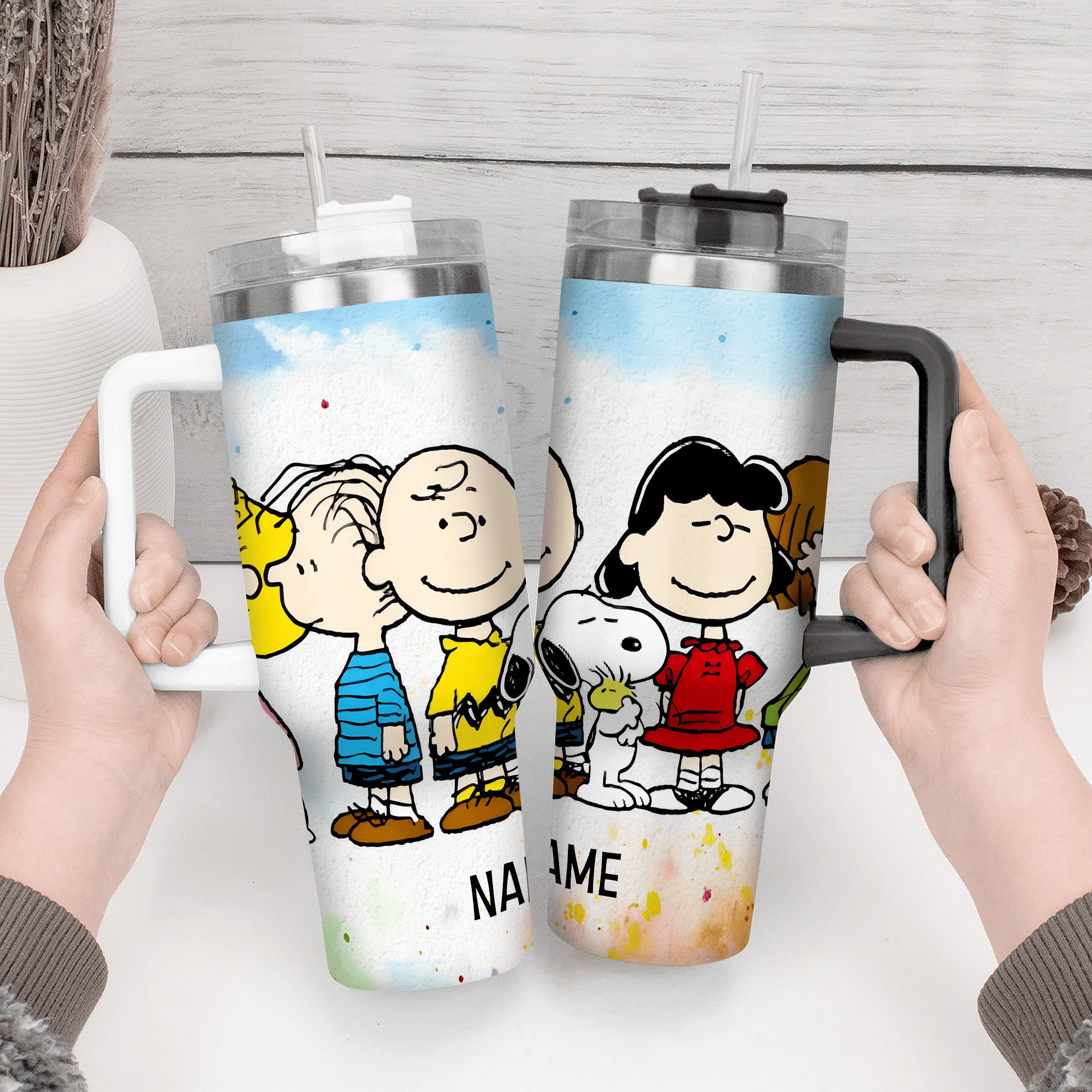 Snoopy Cartoon Custom Stanley Quencher 40oz Stainless Steel Tumbler With Handle